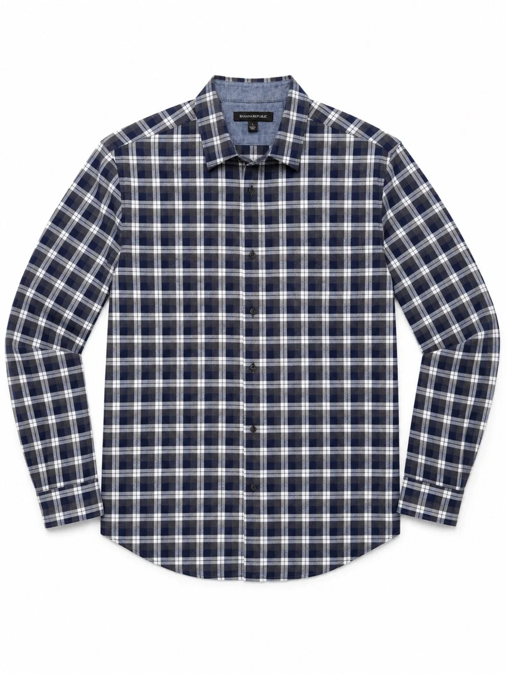 Banana Republic Men's Slim Fit Plaid Cotton Shirt Long Sleeve L